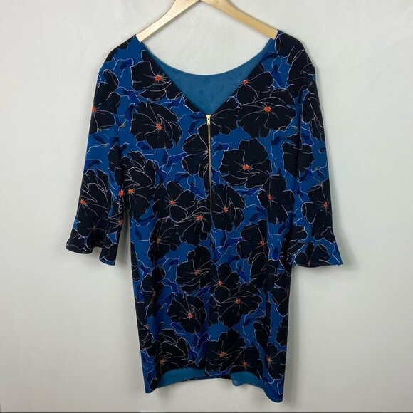 Nordstrom Cooper & Ella Matilda Mini Dress Blue Floral Size Large Ruffle Boho L - Picture 7 of 10